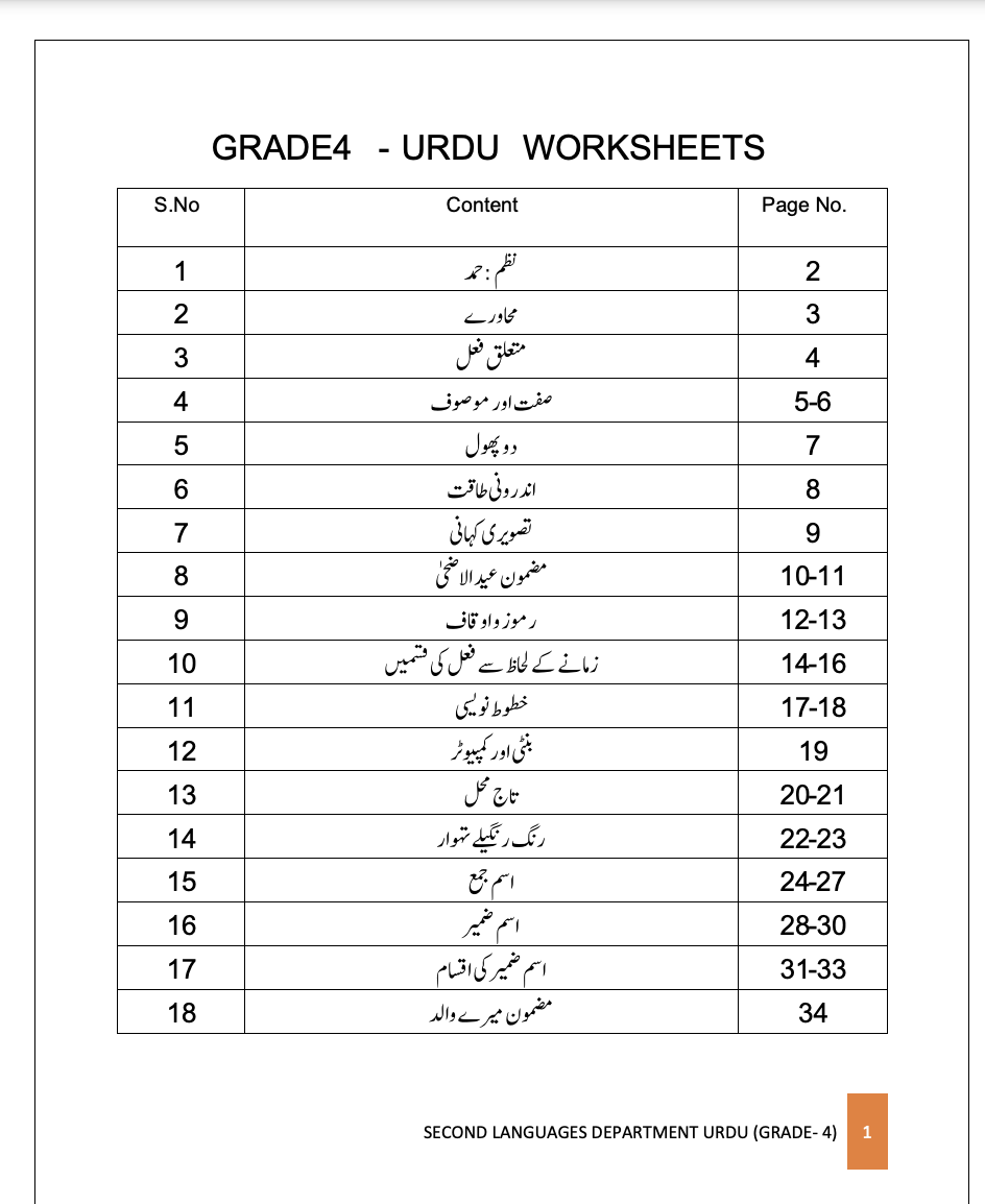 Urdu Gr 4